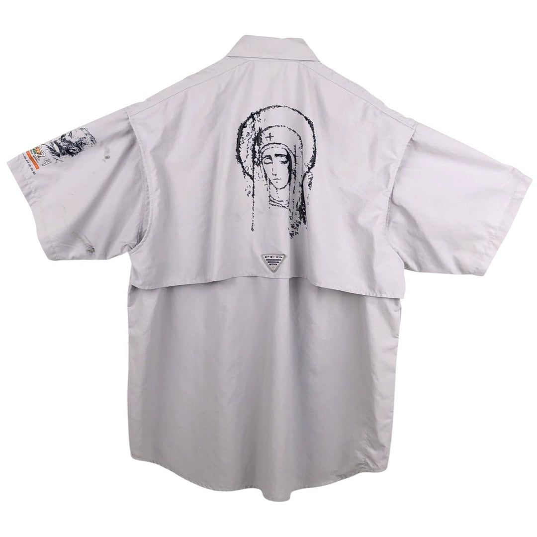 Columbia PFG OMNI-SHADE Bahama Shirt, Button-Down, Short-Sleeve Fishing Shirt, Men's Size M (approx.) Nylon gray type Vintage Second Hand