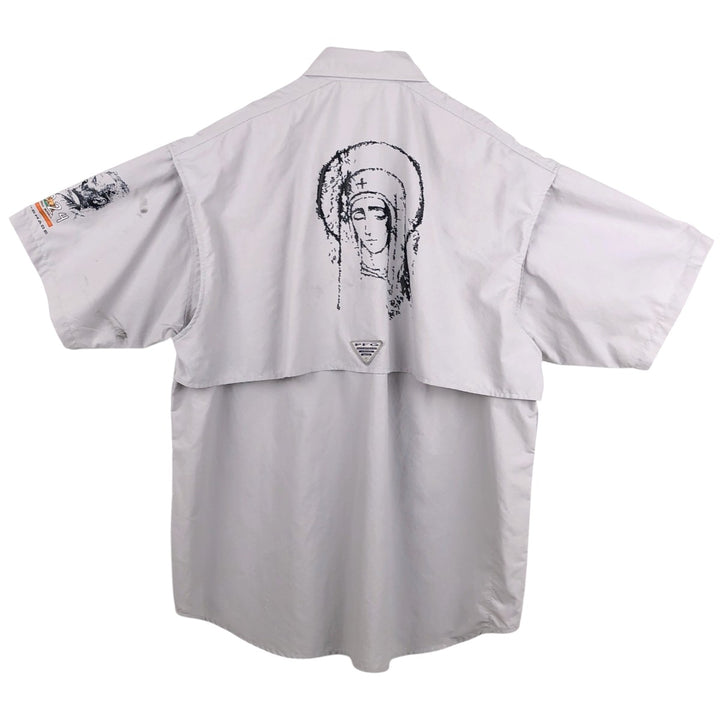 Columbia PFG OMNI-SHADE Bahama Shirt, Button-Down, Short-Sleeve Fishing Shirt, Men's Size M (approx.) Nylon gray type Vintage Second Hand