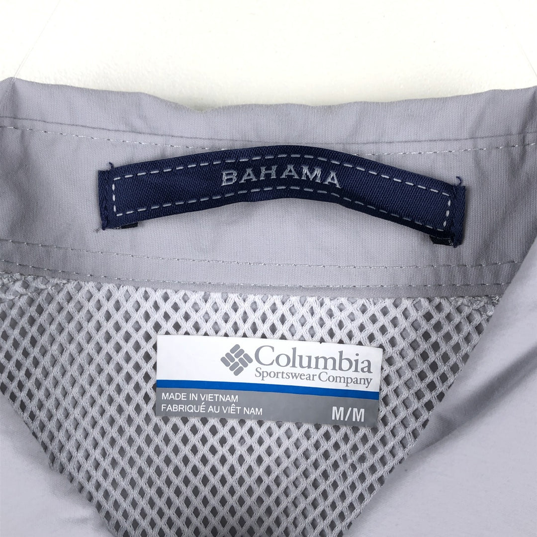 Columbia PFG OMNI-SHADE Bahama Shirt, Button-Down, Short-Sleeve Fishing Shirt, Men's Size M (approx.) Nylon gray type Vintage Second Hand