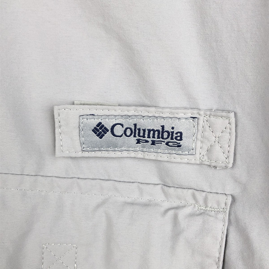 Columbia PFG OMNI-SHADE Bahama Shirt, Button-Down, Short-Sleeve Fishing Shirt, Men's Size M (approx.) Nylon gray type Vintage Second Hand