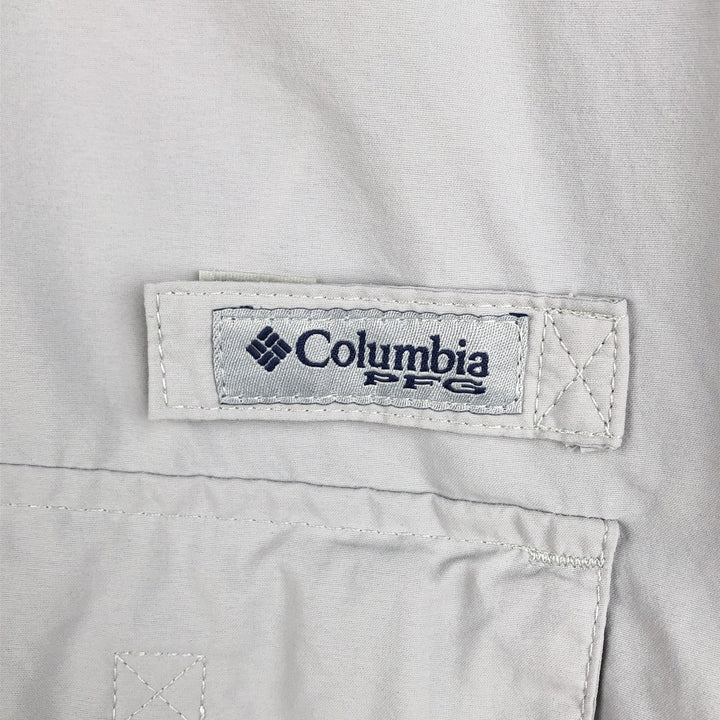 Columbia PFG OMNI-SHADE Bahama Shirt, Button-Down, Short-Sleeve Fishing Shirt, Men's Size M (approx.) Nylon gray type Vintage Second Hand