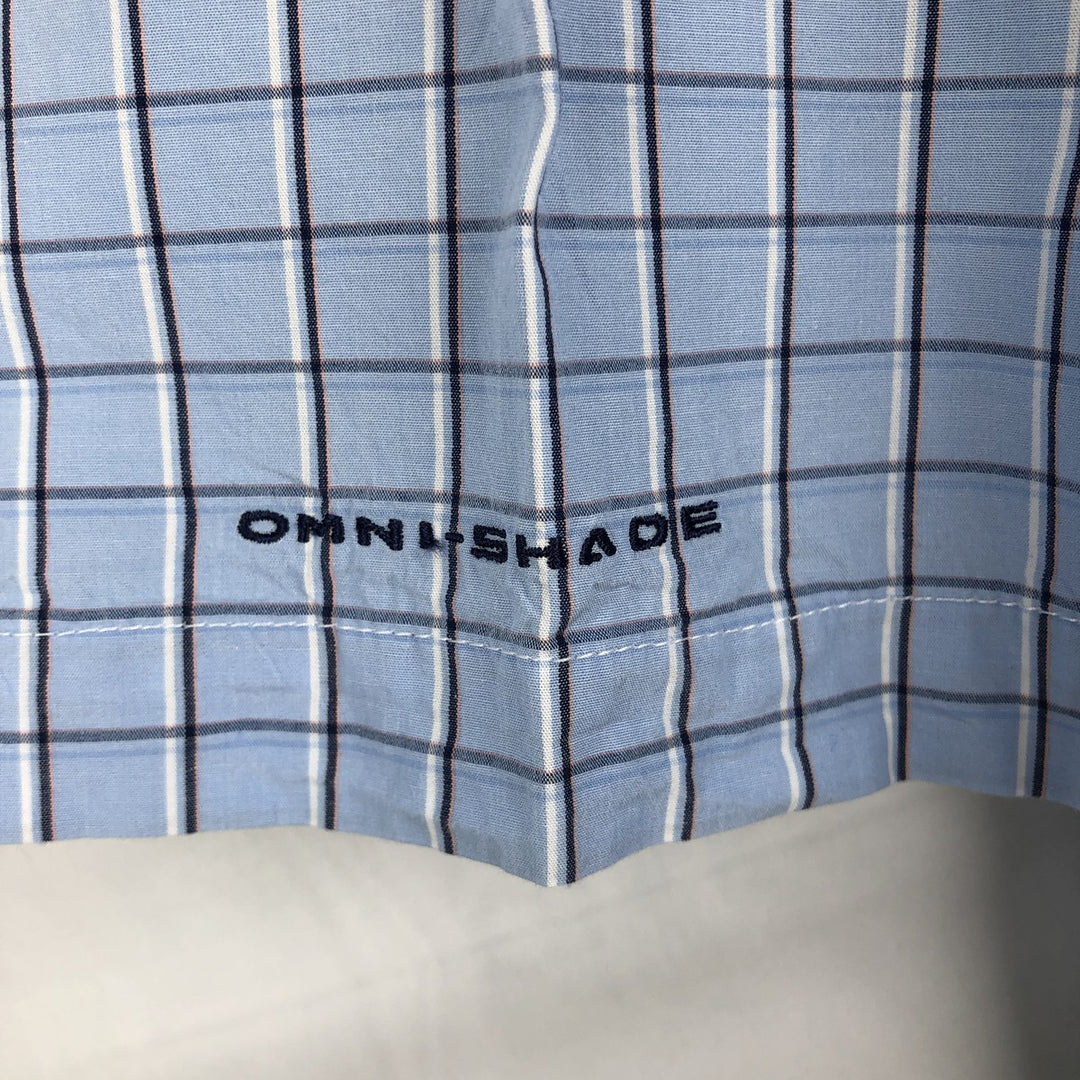 Columbia PFG Check Pattern OMNI-SHADE Button-Down Short-Sleeve Fishing Shirt (Men's Size M) cotton Blue type light blue Vintage Second Hand