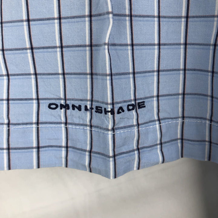 Columbia PFG Check Pattern OMNI-SHADE Button-Down Short-Sleeve Fishing Shirt (Men's Size M) cotton Blue type light blue Vintage Second Hand