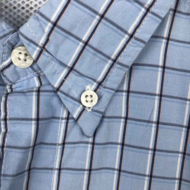 Columbia PFG Check Pattern OMNI-SHADE Button-Down Short-Sleeve Fishing Shirt (Men's Size M) cotton Blue type light blue Vintage Second Hand
