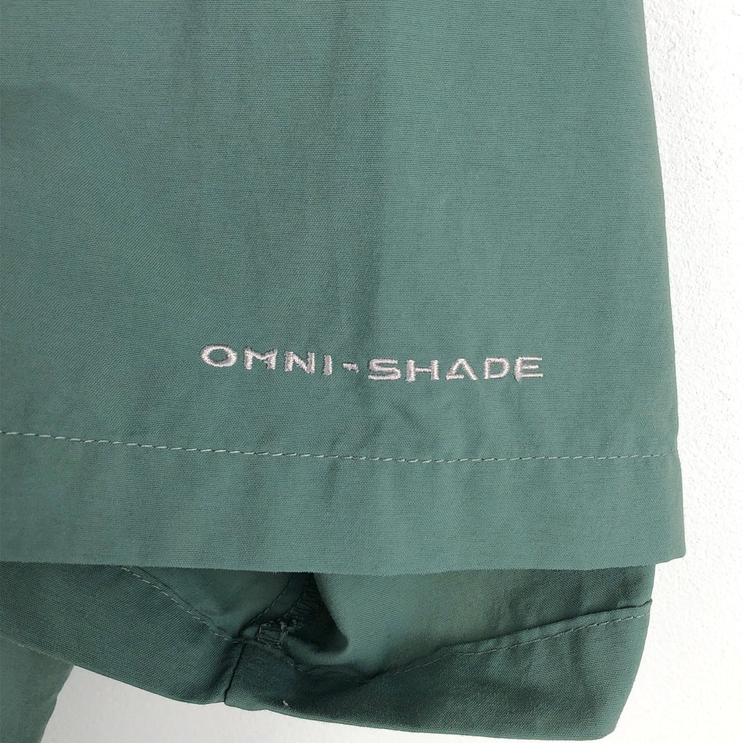 Columbia PFG OMNI-SHADE Button-down Short Sleeve Fishing Shirt, Men's Size L Nylon Khaki type Vintage Second Hand