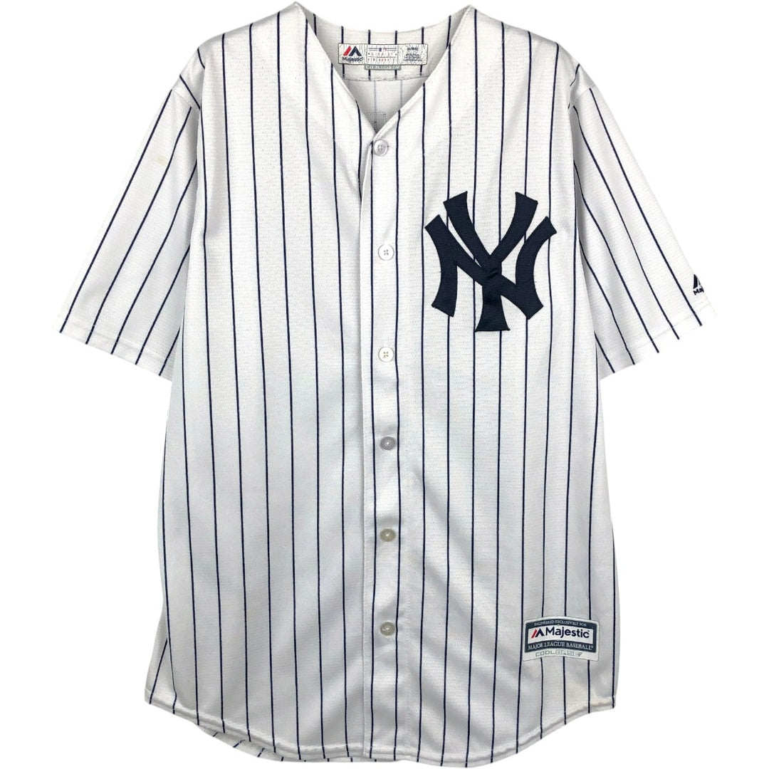 Majestic MLB New York Yankees Greg Bird Stripe Pattern Game Shirt Baseball Shirt Made in USA Men's Size M unclear white type Vintage Second Hand