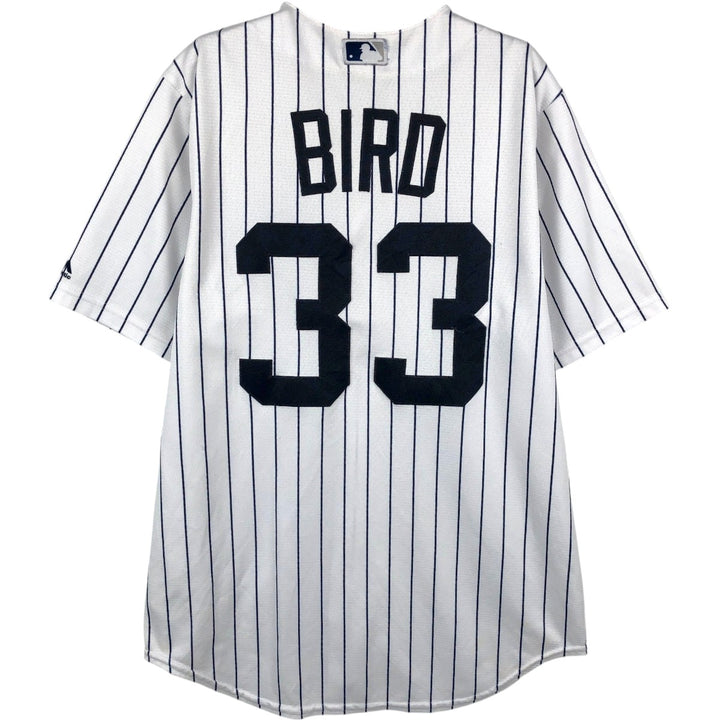 Majestic MLB New York Yankees Greg Bird Stripe Pattern Game Shirt Baseball Shirt Made in USA Men's Size M unclear white type Vintage Second Hand