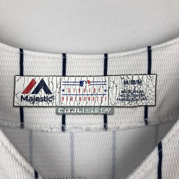 Majestic MLB New York Yankees Greg Bird Stripe Pattern Game Shirt Baseball Shirt Made in USA Men's Size M unclear white type Vintage Second Hand