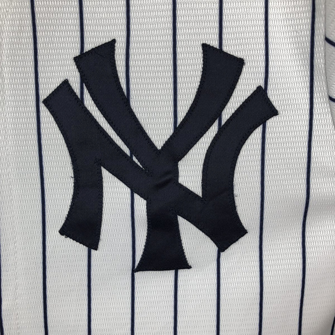 Majestic MLB New York Yankees Greg Bird Stripe Pattern Game Shirt Baseball Shirt Made in USA Men's Size M unclear white type Vintage Second Hand