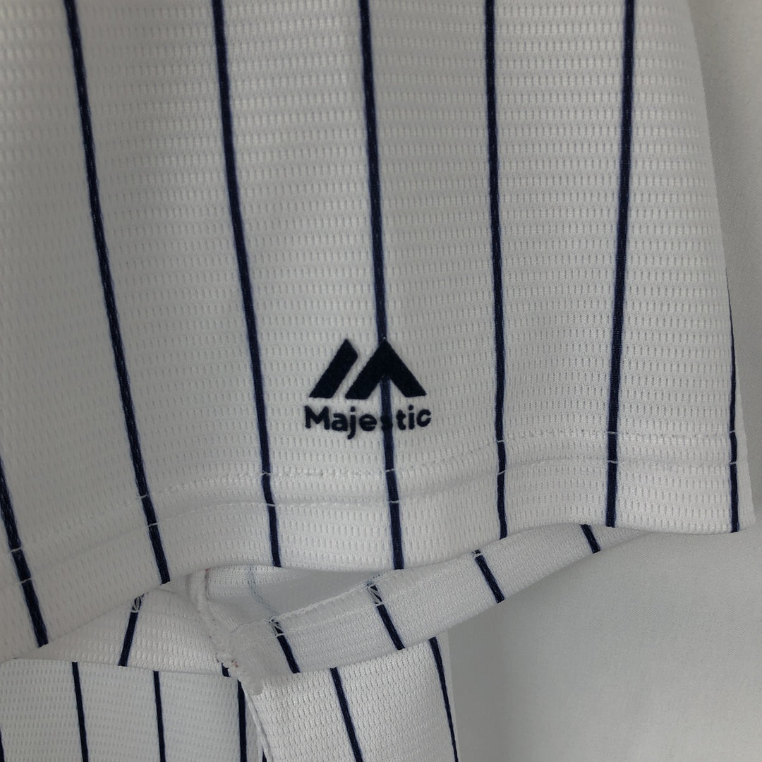 Majestic MLB New York Yankees Greg Bird Stripe Pattern Game Shirt Baseball Shirt Made in USA Men's Size M unclear white type Vintage Second Hand