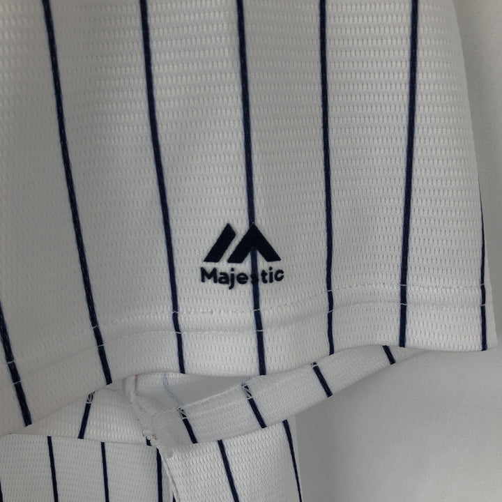 Majestic MLB New York Yankees Greg Bird Stripe Pattern Game Shirt Baseball Shirt Made in USA Men's Size M unclear white type Vintage Second Hand