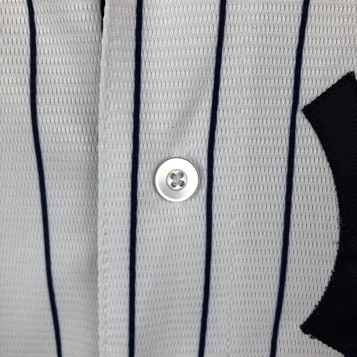 Majestic MLB New York Yankees Greg Bird Stripe Pattern Game Shirt Baseball Shirt Made in USA Men's Size M unclear white type Vintage Second Hand