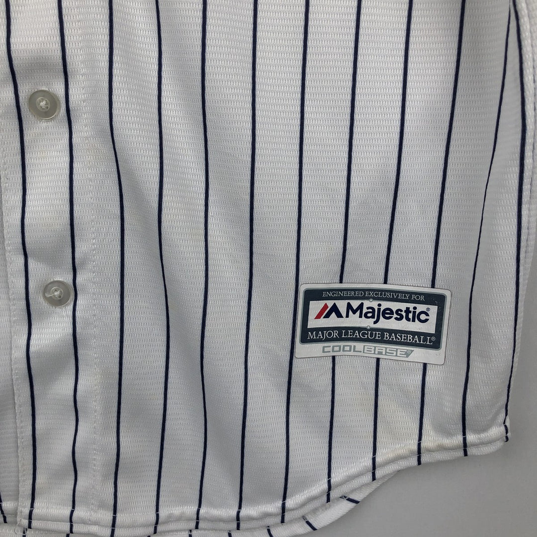 Majestic MLB New York Yankees Greg Bird Stripe Pattern Game Shirt Baseball Shirt Made in USA Men's Size M unclear white type Vintage Second Hand