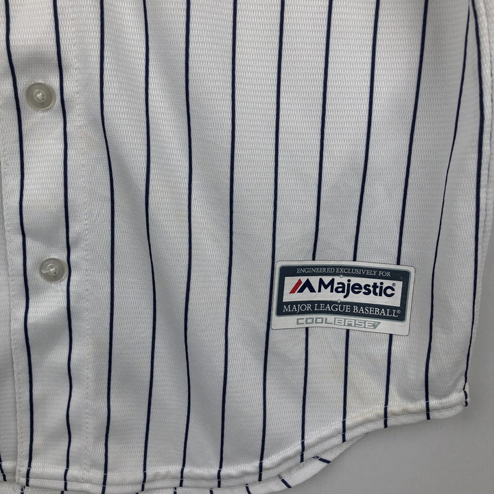 Majestic MLB New York Yankees Greg Bird Stripe Pattern Game Shirt Baseball Shirt Made in USA Men's Size M unclear white type Vintage Second Hand
