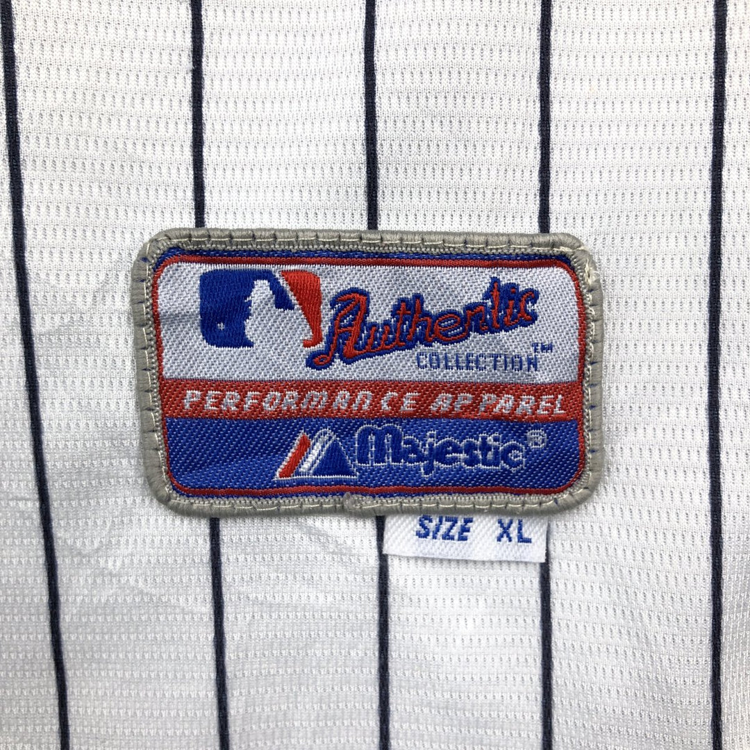 Majestic MLB New York Yankees Derek Jeter Stripe Pattern Game Shirt Baseball Shirt Men's XL (approx.) unclear white type Vintage Second Hand