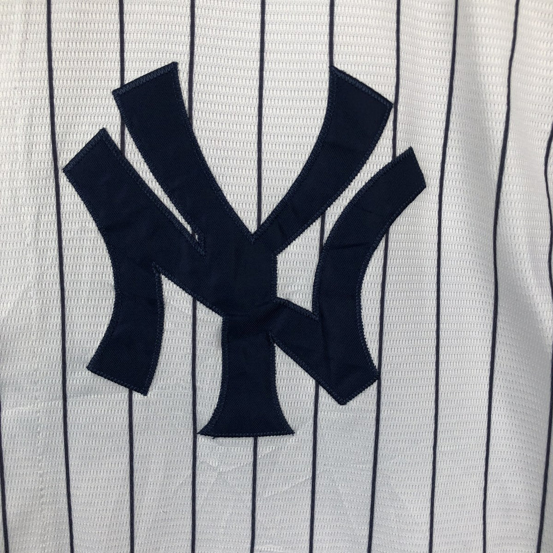 Majestic MLB New York Yankees Derek Jeter Stripe Pattern Game Shirt Baseball Shirt Men's XL (approx.) unclear white type Vintage Second Hand