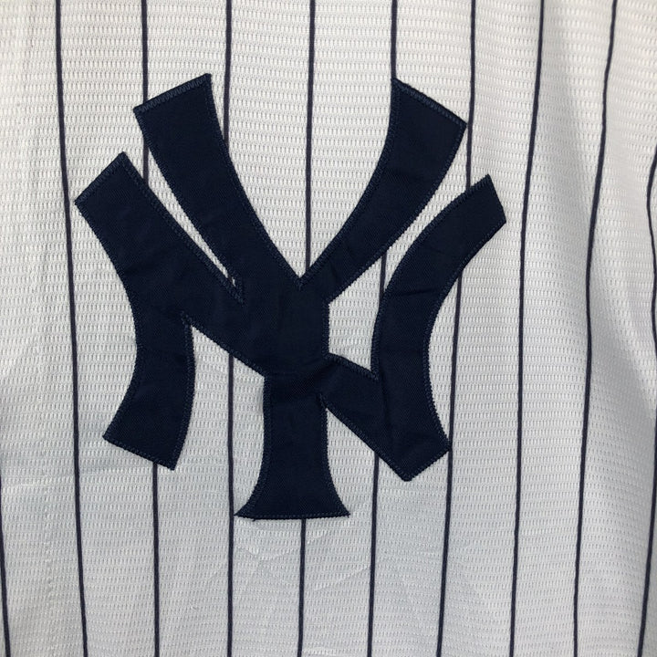 Majestic MLB New York Yankees Derek Jeter Stripe Pattern Game Shirt Baseball Shirt Men's XL (approx.) unclear white type Vintage Second Hand