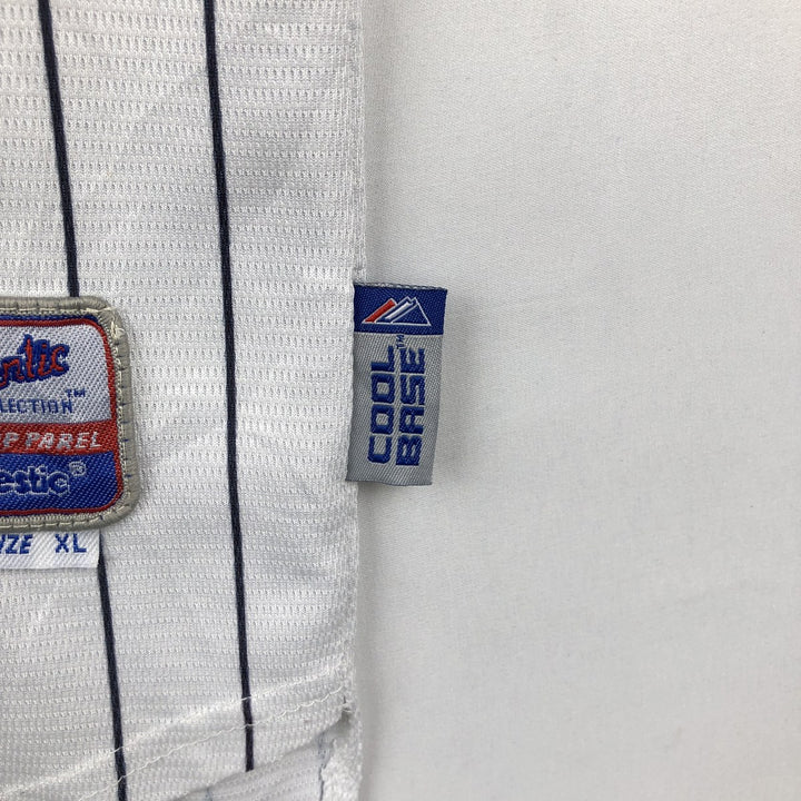 Majestic MLB New York Yankees Derek Jeter Stripe Pattern Game Shirt Baseball Shirt Men's XL (approx.) unclear white type Vintage Second Hand