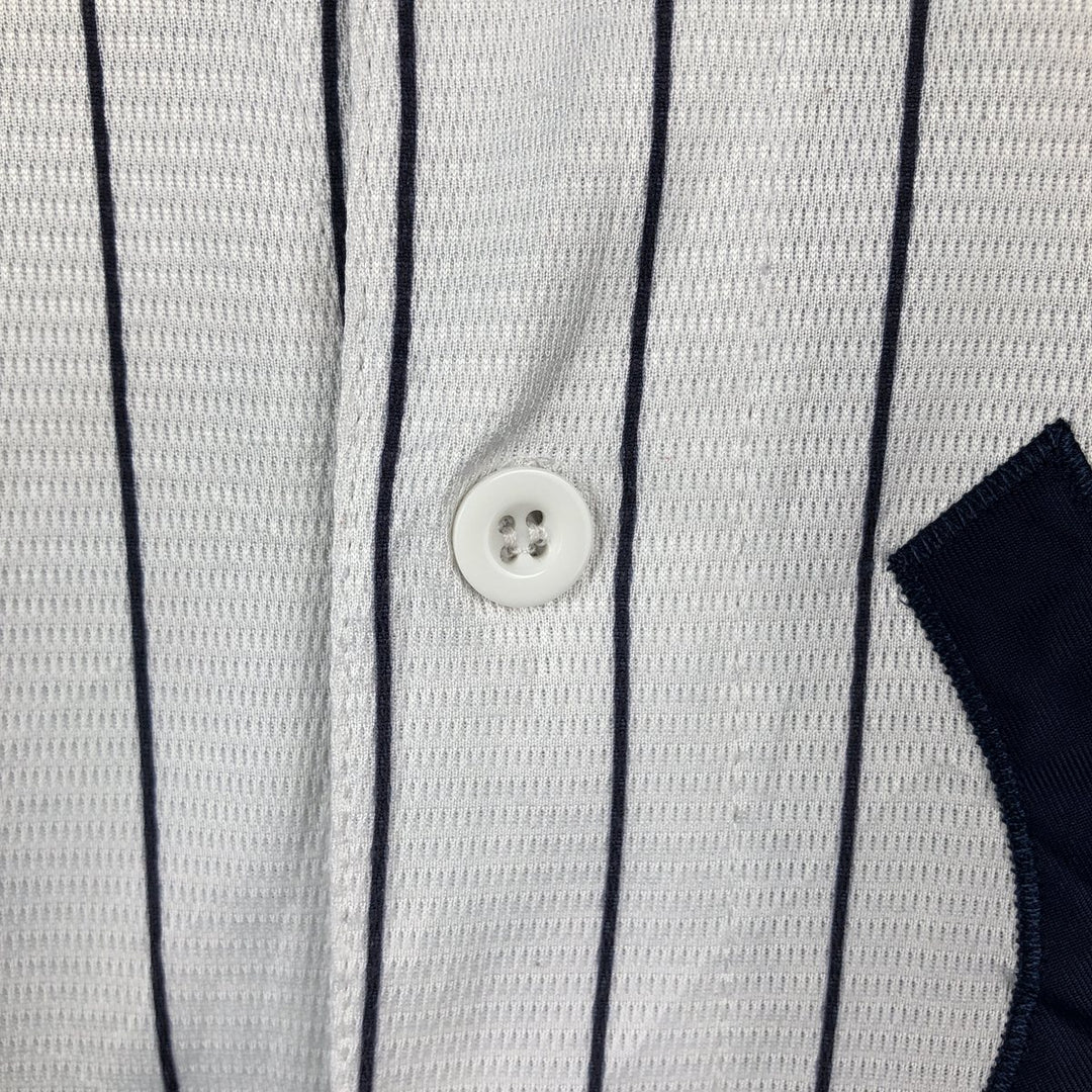 Majestic MLB New York Yankees Derek Jeter Stripe Pattern Game Shirt Baseball Shirt Men's XL (approx.) unclear white type Vintage Second Hand