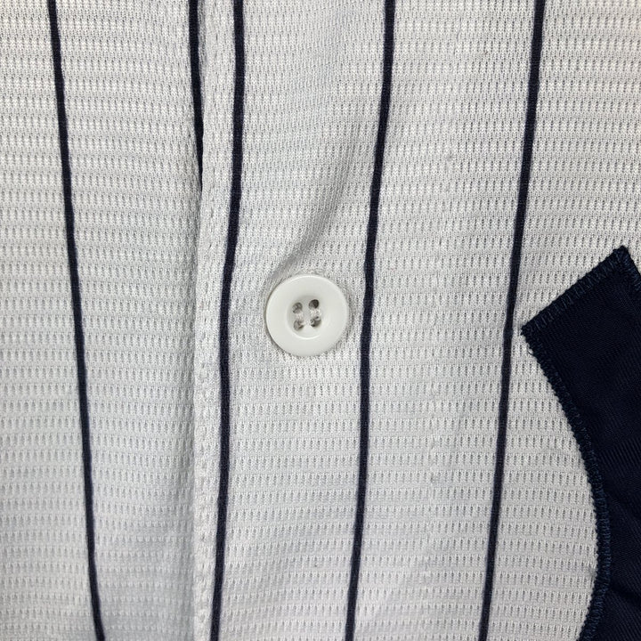 Majestic MLB New York Yankees Derek Jeter Stripe Pattern Game Shirt Baseball Shirt Men's XL (approx.) unclear white type Vintage Second Hand
