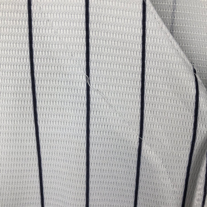 Majestic MLB New York Yankees Derek Jeter Stripe Pattern Game Shirt Baseball Shirt Men's XL (approx.) unclear white type Vintage Second Hand