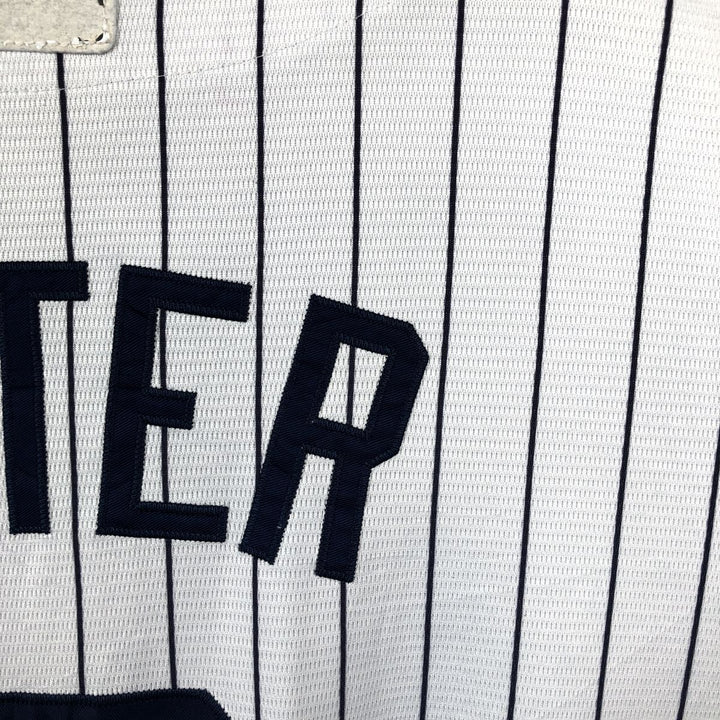 Majestic MLB New York Yankees Derek Jeter Stripe Pattern Game Shirt Baseball Shirt Men's XL (approx.) unclear white type Vintage Second Hand