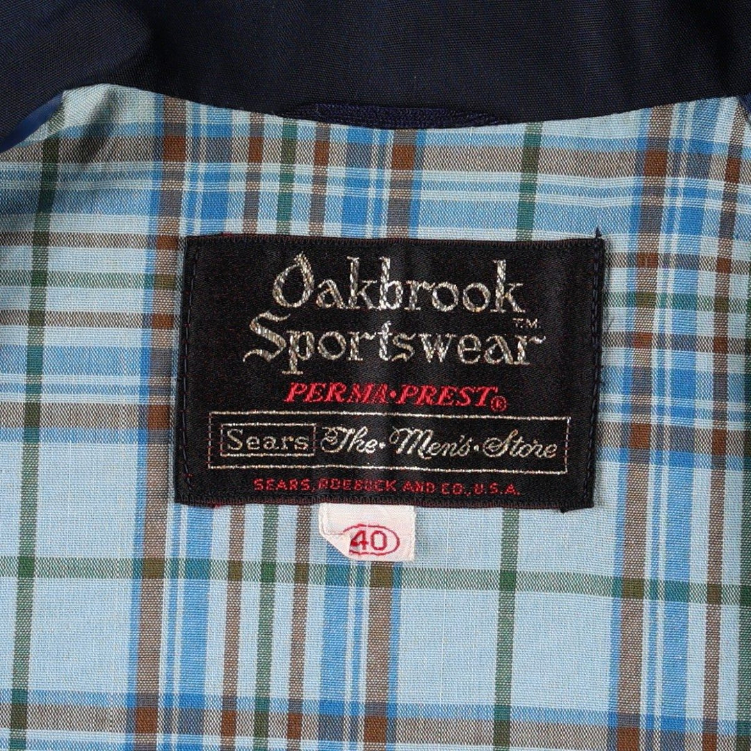 ~90'S Sears Oakbrook Sportswear Harrington Jacket Swing Top Men's Size L Vintage unclear navy blue type Vintage Second Hand