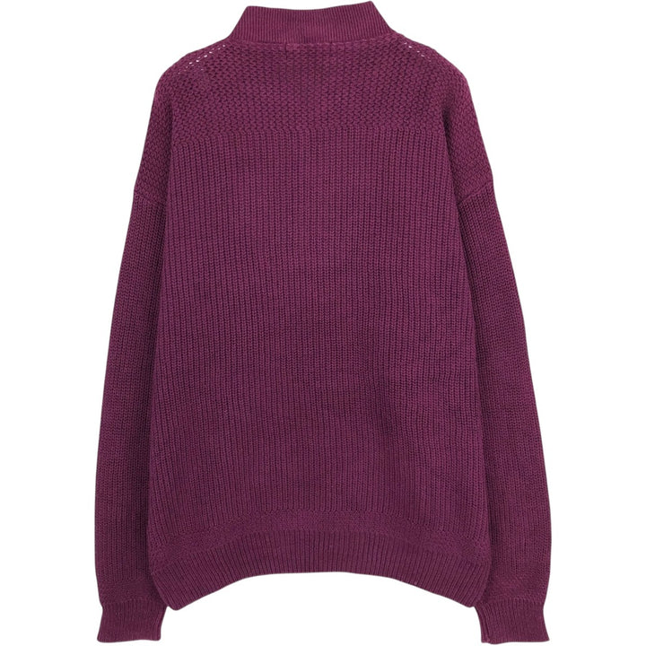80s-90'S Eddie Bauer Henley Neck Ribbed Cotton Knit Sweater, Men's Size L (Equivalent), Vintage cotton wine-red Vintage Second Hand