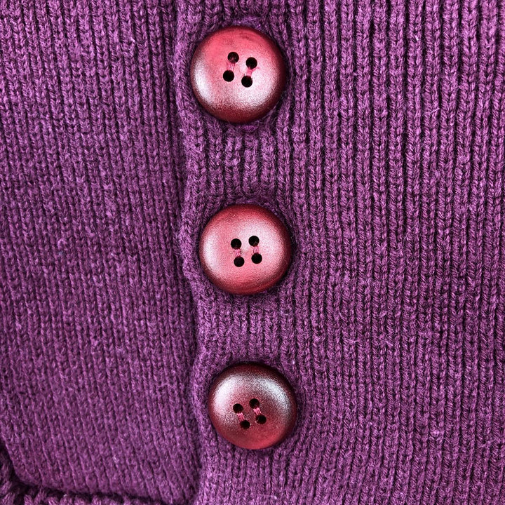 80s-90'S Eddie Bauer Henley Neck Ribbed Cotton Knit Sweater, Men's Size L (Equivalent), Vintage cotton wine-red Vintage Second Hand