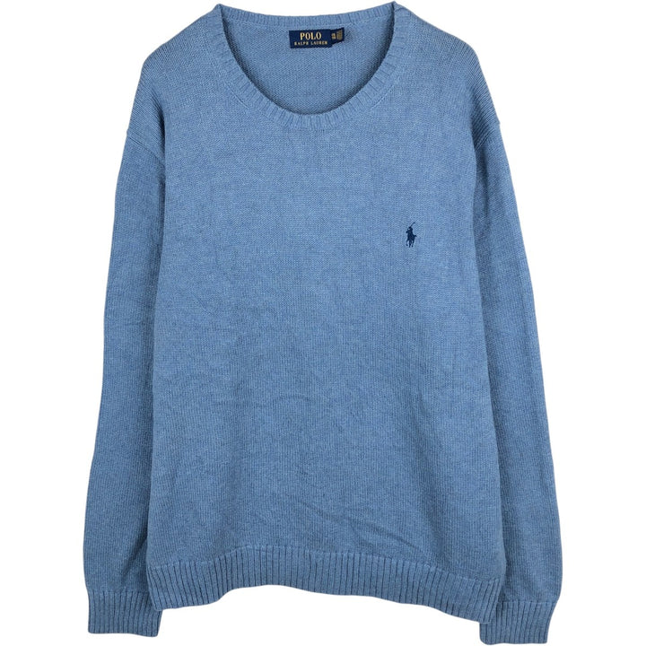 Ralph Lauren POLO RALPH LAUREN Cotton Knit Sweater Men's XXL cotton Blue type light blue Vintage Second Hand