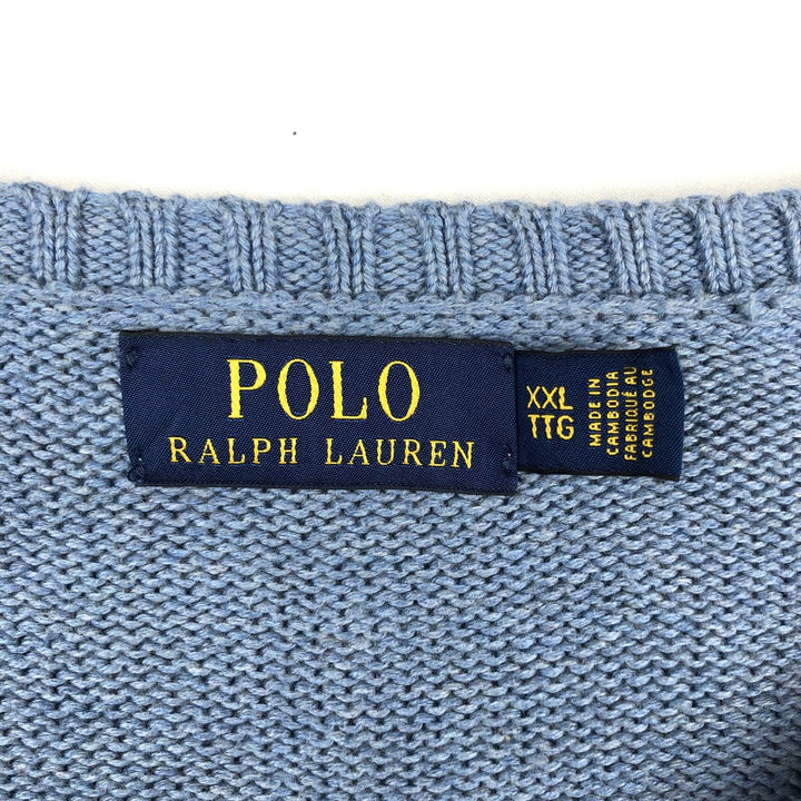 Ralph Lauren POLO RALPH LAUREN Cotton Knit Sweater Men's XXL cotton Blue type light blue Vintage Second Hand