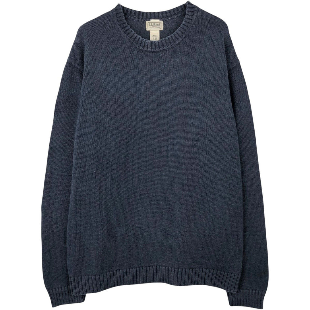 90s-00'S LLBean cotton knit sweater, men's size XL equivalent, vintage. cotton navy blue type Vintage Second Hand