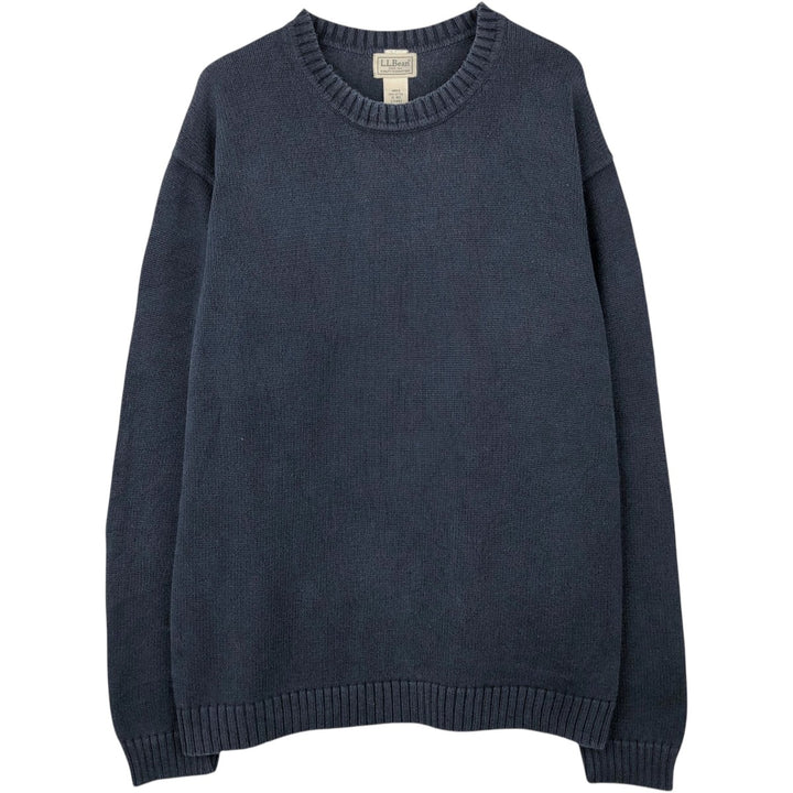 90s-00'S LLBean cotton knit sweater, men's size XL equivalent, vintage. cotton navy blue type Vintage Second Hand