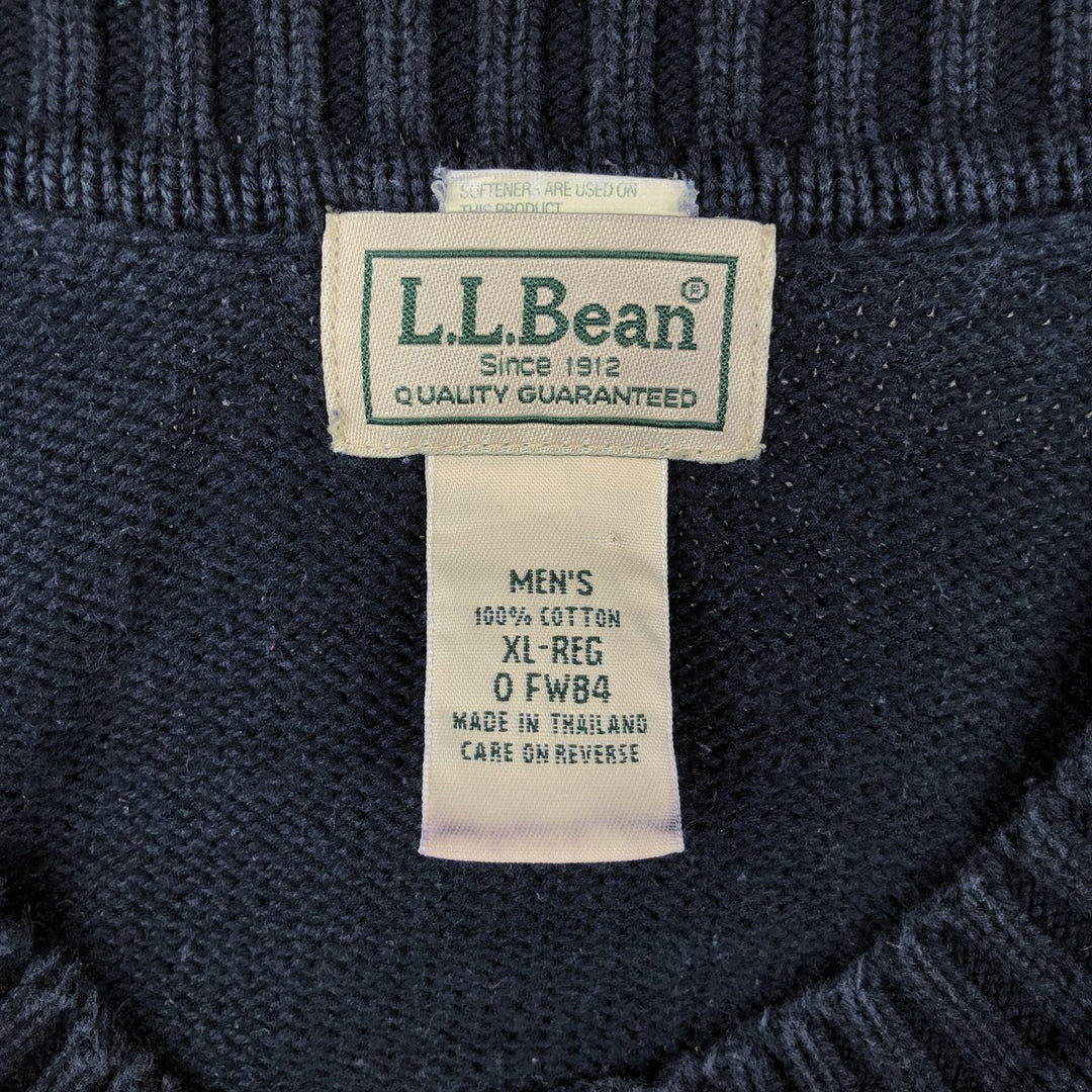 90s-00'S LLBean cotton knit sweater, men's size XL equivalent, vintage. cotton navy blue type Vintage Second Hand