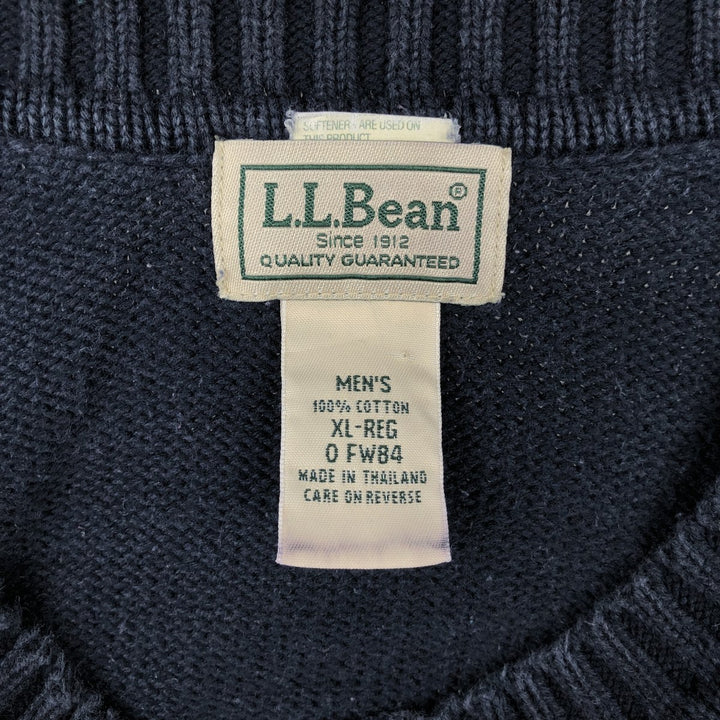 90s-00'S LLBean cotton knit sweater, men's size XL equivalent, vintage. cotton navy blue type Vintage Second Hand