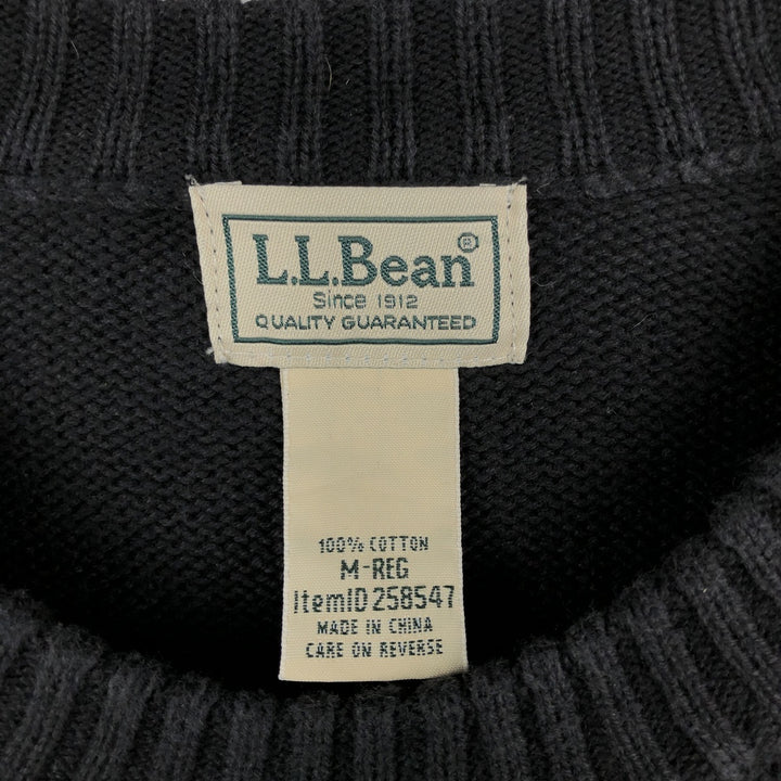 90s-00'S LLBean Vintage Cotton Knit Sweater, Men's Size Medium cotton black type Vintage Second Hand