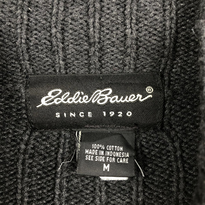 2000'S Eddie Bauer high-neck ribbed cotton knit sweater, men's size M (approx.) cotton black type Vintage Second Hand