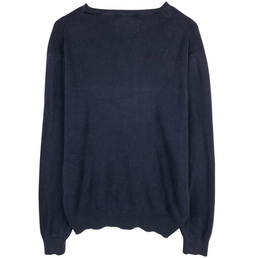 Ralph Lauren POLO by Ralph Lauren V-neck Pima cotton knit sweater, men's size L Pima Cotton navy blue type Vintage Second Hand