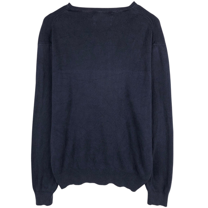 Ralph Lauren POLO by Ralph Lauren V-neck Pima cotton knit sweater, men's size L Pima Cotton navy blue type Vintage Second Hand