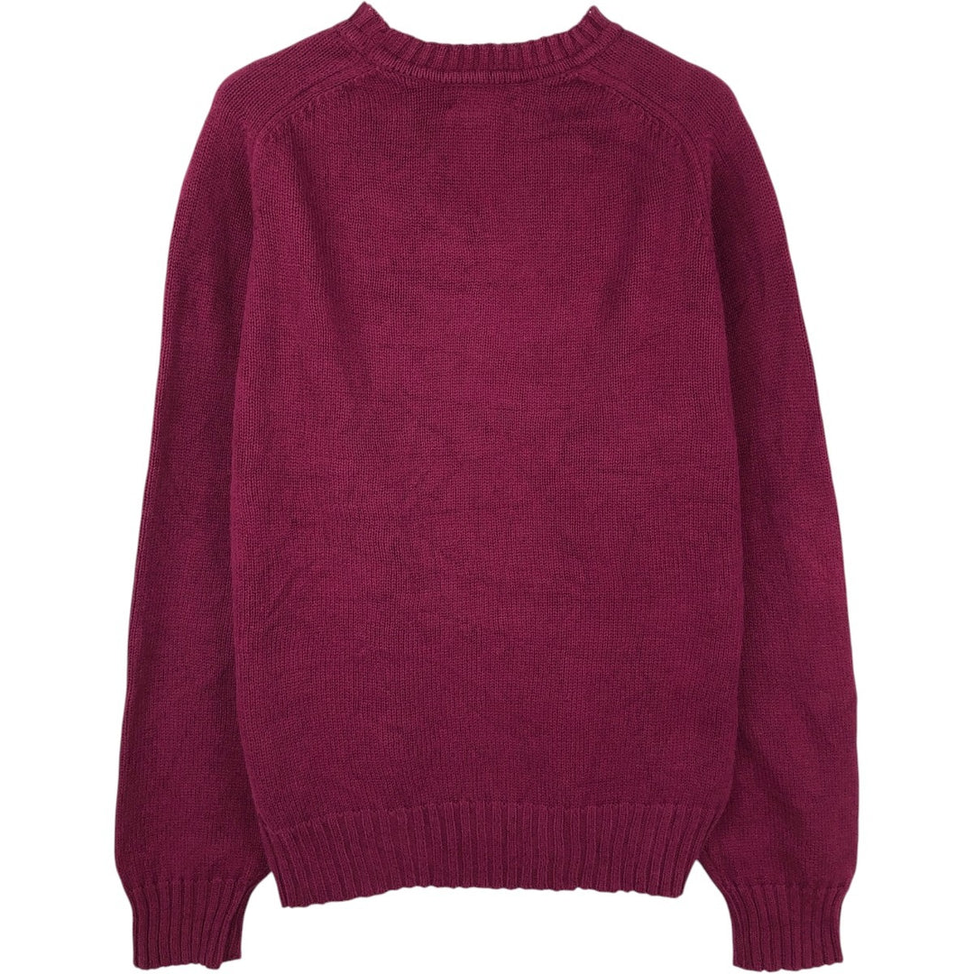 80s-90'S Lands' End Cotton Knit Sweater, Made in USA, Men's Size M (Equivalent), Vintage cotton wine-red Vintage Second Hand