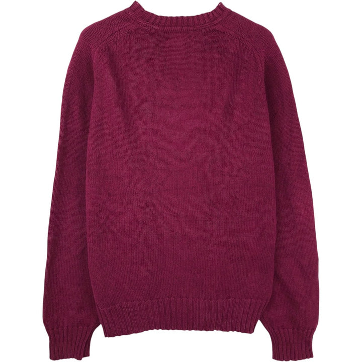 80s-90'S Lands' End Cotton Knit Sweater, Made in USA, Men's Size M (Equivalent), Vintage cotton wine-red Vintage Second Hand