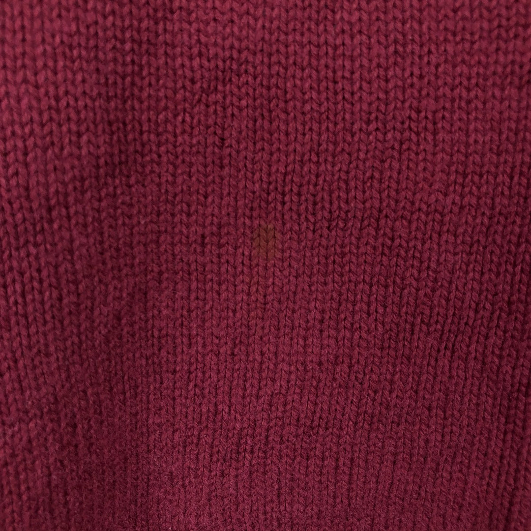 80s-90'S Lands' End Cotton Knit Sweater, Made in USA, Men's Size M (Equivalent), Vintage cotton wine-red Vintage Second Hand