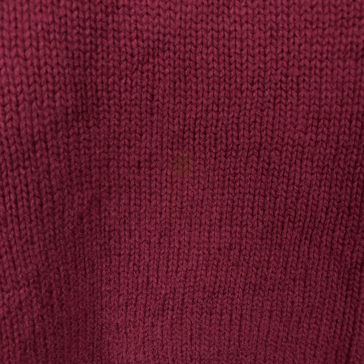 80s-90'S Lands' End Cotton Knit Sweater, Made in USA, Men's Size M (Equivalent), Vintage cotton wine-red Vintage Second Hand