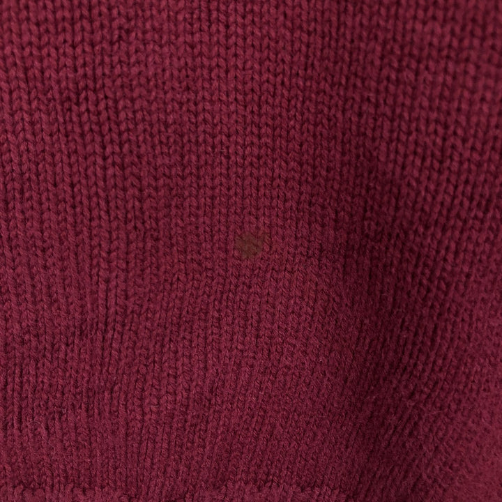 80s-90'S Lands' End Cotton Knit Sweater, Made in USA, Men's Size M (Equivalent), Vintage cotton wine-red Vintage Second Hand