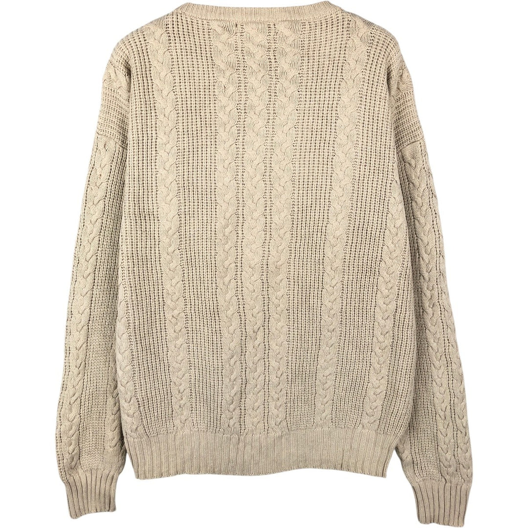 Christian Dior cotton knit sweater, men's size L (equivalent), cable knit. cotton Beige type Vintage Second Hand