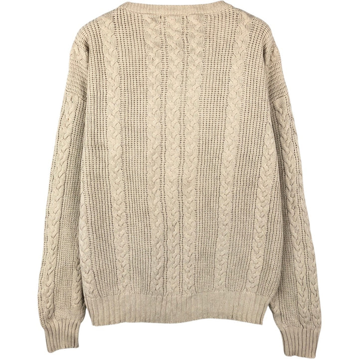 Christian Dior cotton knit sweater, men's size L (equivalent), cable knit. cotton Beige type Vintage Second Hand