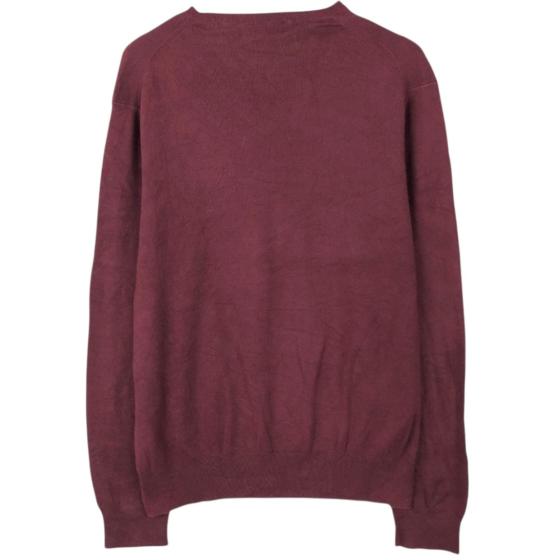 Ralph Lauren POLO RALPH LAUREN V-neck Pima cotton knit sweater, men's size M Pima Cotton wine-red Vintage Second Hand