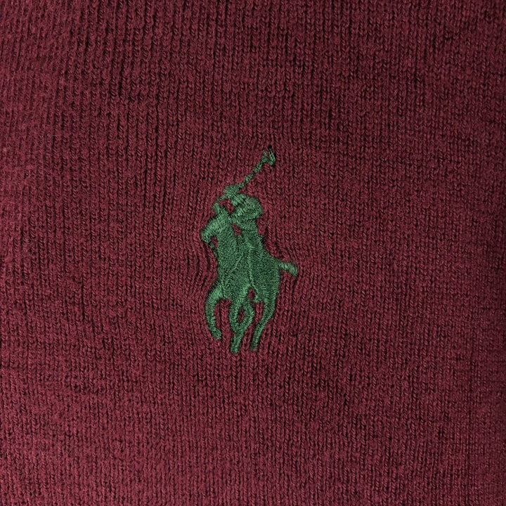 Ralph Lauren POLO RALPH LAUREN V-neck Pima cotton knit sweater, men's size M Pima Cotton wine-red Vintage Second Hand