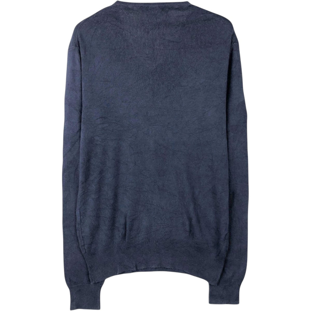 Ralph Lauren POLO by Ralph Lauren V-neck cotton knit sweater, men's size S Pima Cotton navy blue type Vintage Second Hand