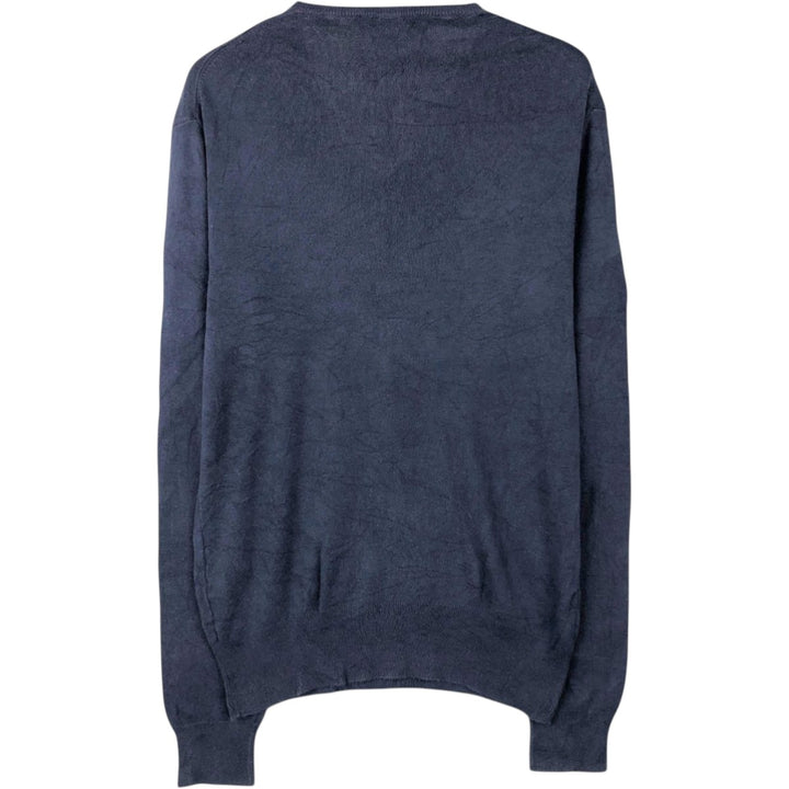 Ralph Lauren POLO by Ralph Lauren V-neck cotton knit sweater, men's size S Pima Cotton navy blue type Vintage Second Hand